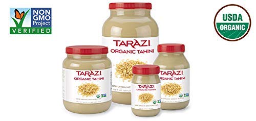 Tarazi Organic Tahini | USDA Organic, Non-GMO, All Natural, Made From 100% Premium Sesame Seeds, Made in California, Kosher | 4 Pound Jar