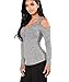 Akery Women Stripe Zipper Off The Shoulder Shirts Sexy Tops Blouses