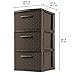 Sterilite 3 Drawer Weave Storage Tower, Plastic Decorative Drawers to Organize Clothes in Bedroom, Closet, Brown with Brown Drawers, 2-Pack