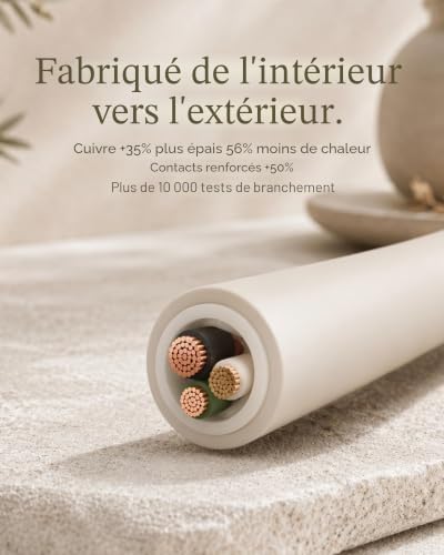 Multiprise Tour 6 Prises AC, 3680W/16A, Protection surtension 1420J, Base lestée 479g Anti-basculement, câble 2 m, Protection Surcharge (Gris Basalte)