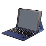 BESTEK Apple iPad Air Customized Detachable & Rechargeable Rotating Wireless Bluetooth 3.0 Keyboard Case with PU Leather Keyboard + Cover + Stand of Auto Sleep / Wake Function (Dark Blue)