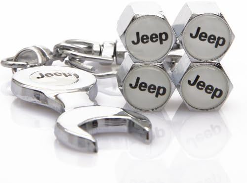 XSFQSM Wrench Keychain Chrome Tire Valve Stem Caps For Jeep