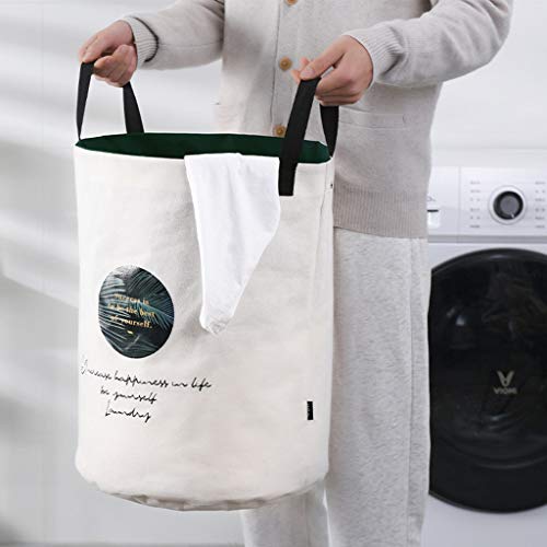 Laundry Baskets for Kids,Canvas Laundry Hamper,Clothes Basket Cotton Waterproof Washing Bag Foldable Storage (Round:34 x 34 x 46cm)