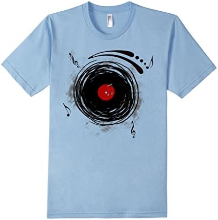 Men's VINYL RECORDS RETRO GRUNGE DJ T-SHIRT XL Baby Blue