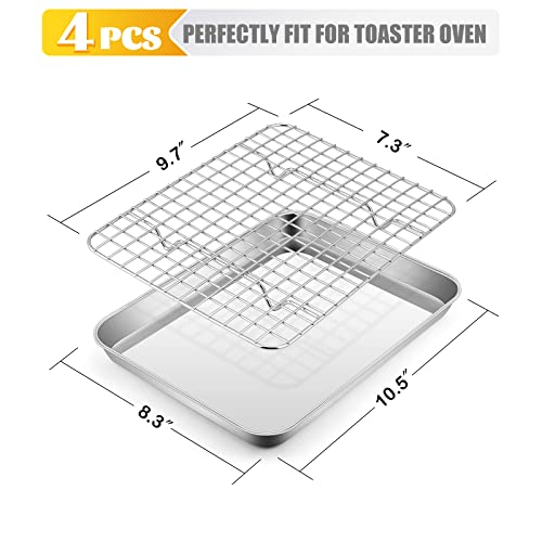 Metal Toaster Oven Tray with Rack Set, Efar 10.5”x8.3” Baking Sheet