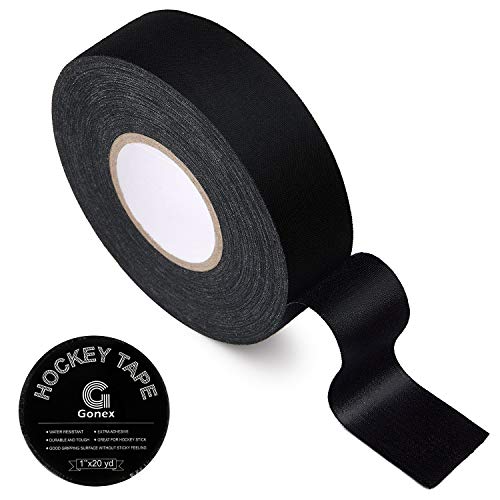 Gonex Hockey Tape, Black Cloth Grip Tape for Hockey Ice Field Lacrosse Sticks Blade,1-Inch x 20-Yard