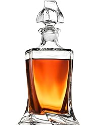 FineDine European Style Glass Whiskey Decanter & Liquor Decanter with Glass Stopper, 28 Oz.- With Magnetic Gift Box - Aristocratic Exquisite Quadro Design - Glass Decanter for Alcohol Bourbon Scotch.