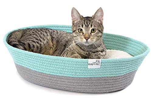 Kitty City Cat Bed, Cotton, 14"W x 19"L x 5"H