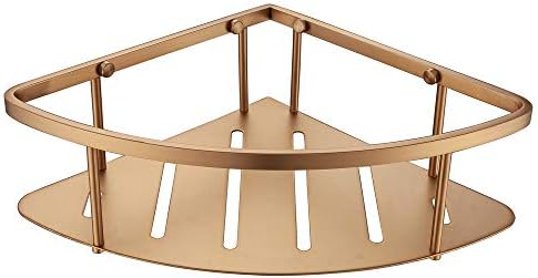 WOMAO Triangle Bathroom Shelf, Organiser of Stainless Steel, Brushed Gold finished Wall Mounted with Vintage Style