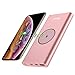 BONAI Wireless Portable Charger, 12000mAh Power Bank Battery Pack, USB and Type C Input/Output Aluminum Slim Wireless Charger Compatible iPhone Xs Max 8 7 6+ Plus,Samsung Galaxy S9 Note 8 Rose Gold