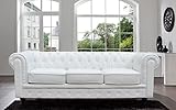 Tufted Scroll Arm Black / White Bonded Leather Sofa (White, Sofa)
