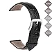 Vetoo 22mm Leather Watch Band Quick Release, Leather Watch Strap for Men Women, Black/Silver Buckle