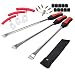 Dr.Roc 14.5 inch Perfect Leverage Tire Spoon Lever Iron Tool Kit Motorcycle Dirt Bike Lawn Mower Tire Changing Tool with Durable Bag 3xTire Spoons and 3xRim Protectors and Valve Core and Caps Set