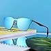 JIM HALO Rimless Mirrored Sunglasses Women Men One Piece Horned Rimmed Glasses (Black Frame/Mirror Blue Lens)