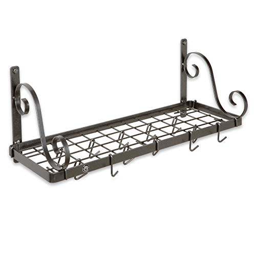 Enclume Decor Bookshelf Wall Pot Rack, Hammered Steel The Home Kitchen Store
