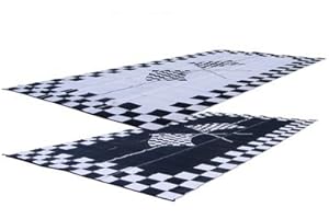 EZ Travel Collection RV Patio Mat: 8x20 Racing Flags Finish Line Checkered Flags Awning Mat