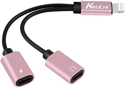 Dual Lightning Adapter ,Dual Lightning Headphone Audio and Charge Adapter Splitter for iPhone7/7Plus,iPhone 8/8Plus,Support Music Control,Charger and Phone Communication(Support iOS 10) (Rose Gold)