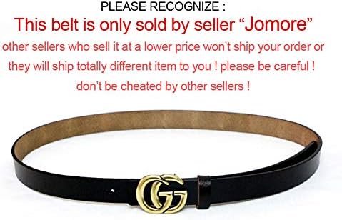 Jomore Womens Genuine Leather 0.9″ Retro Vintage Thin Dress Belts For Jeans With Letter Buckle
