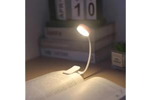 Rechargeable LED Book Light for Reading in Bed: 3 Color Temperatures Clip-on Reading Lamp with Flexible Gooseneck, Handbag wi
