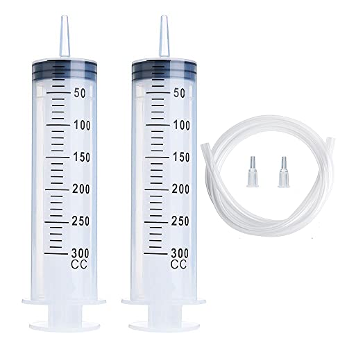 2 Sets 300ml Large Syringes with 55.1 Inch Tubes, Sterile and