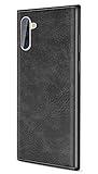 SALAWAT Galaxy Note 10 Case, Slim PU Leather Vintage Shockproof Phone Case Cover Lightweight Premium Soft TPU Bumper Hard PC Hybrid Protective Case for Samsung Galaxy Note 10 6.3inch (Black)