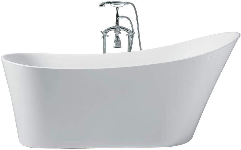 DKB Freestanding Bathtub 67" x 30" inch | Ultra Smooth Acyrlic in White | Right Side Drain | Pop Up Drain and Overflow | DKB-114-6730