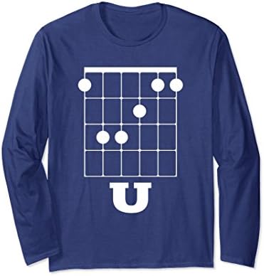 Unisex Funny Guitar Long Sleeve Shirt - F Chord U 2XL Navy