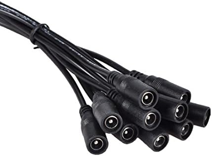 DCFun Female DC 2.1mm x 5.5mm Wire Power Pigtails Adapter Barrel Plug Socket Cables for CCTV Security Camera 10-Pack