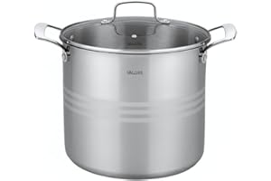 Valore 16 qt Stainless Steel Stock Pot with Lid & Canning Rack - 5-ply Soup Pot for Cooking & Canning - Heavy-Duty Large Cann