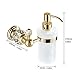 OWOFAN Liquid Soap Dispenser Pump 6.8 oz Wall Mounted Bathroom Lavatory Lotion Dispenser with Glass Bottle, Brass Golden HK-38K