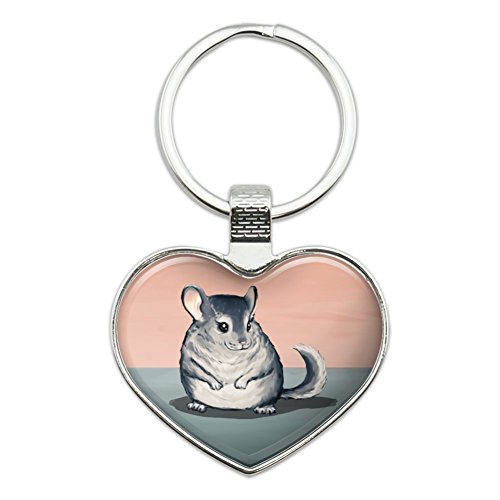 Cute Chinchilla Heart Love Metal Keychain Key Chain Ring