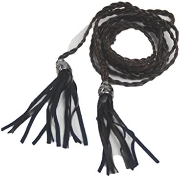 Womens Handmade Tassel Woven Belts, Adjustable Classic Braided Waist Chain Belt (One Size, Black)