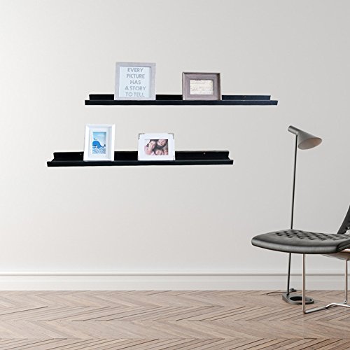 SHELVING SOLUTION Large L Shaped Floating Shelf (Set of 2, Black 45 1/4 Inch) - Thumbnail 3
