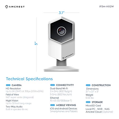 Amcrest 2K Wireless IP Camera 3MP (2304TVL) 5ghz Indoor