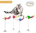 Malier 4 Pieces Retractable Cat Toys, Adsorbable Cat Toys, Funny Cat Interactive Toys with Sucker Spring and Feather Mouse