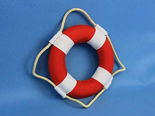 Vibrant-Red-Decorative-Lifering-With-White-Bands-6-Life-Preserver-Decoration Vibrant-Red-Decorative-Lifering-With-White-Bands-6-Life-Preserver-Decoration