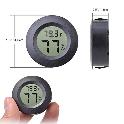 Humidor Hygrometer Digital Round Humidity&Temperature Gauge Mini LCD Display Meter 2 Pack