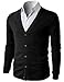 H2H Mens Casual Solid Color Button Dwon V Neck Knit Cardigan Sweater Black US S/Asia M (CMOCAL012)