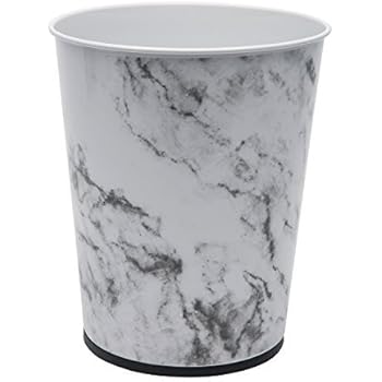 Bath Bliss Trash Can-5-Liter Wastebasket Perfect for Bathroom, Bedroom, Office, Small Space Living 11 Inches Stainless Steel, Marble
