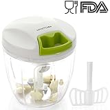 Manual Food Chopper-LOVKITCHEN Compact and Powerful Hand Held Vegetable Chopper/Mincer/Blender to Chop Fruits/Vegetables/Nuts/Herbs/Onions/Garlics for Salsa,Salad,Pesto,Coleslaw,Puree (L)