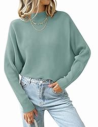 ZESICA Women's 2024 Fall Turtleneck Batwing Long
