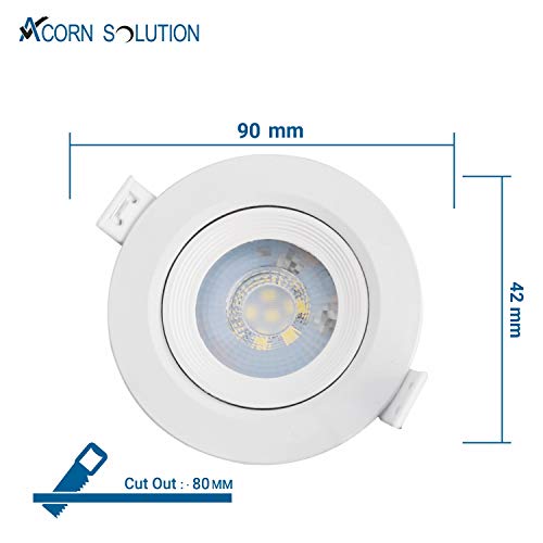 AcornSolution LED Einbaustrahler,Linkind 5W Downlights,warmweiß 3000K 400LM,80mm Ausschnitt,Deckeneinbaustrahler… – Bild 4