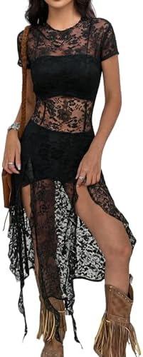 Amazon.com: GORGLITTER Women's Lace Y2K Goth Sheer Going Out Summer Dress  Festival Country Concert Rave Coachella Dresses Outfits Black Plus Large  Plus : Clothing, Shoes & Jewelry
