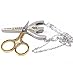 BIHRTC Stainless Steel Sharp Tip Sewing Snips Thread Cutter Safety Scissors with Sheath Chain for Embroidery, Sewing, Craft, Art Work & Everyday Use (Gold)