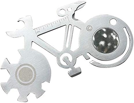 10 in 1 Pocket Tool Card Bicycle Shape Multitool Gifts Outdoor Camping Multi-Purpose Survival Wallet Pocket Tools Card Key Knife Key Chain with Key Ring Hole