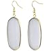 SUNYIK Women's Gray Cat Eye Stone Oval Dangle Earrings Gold Plated