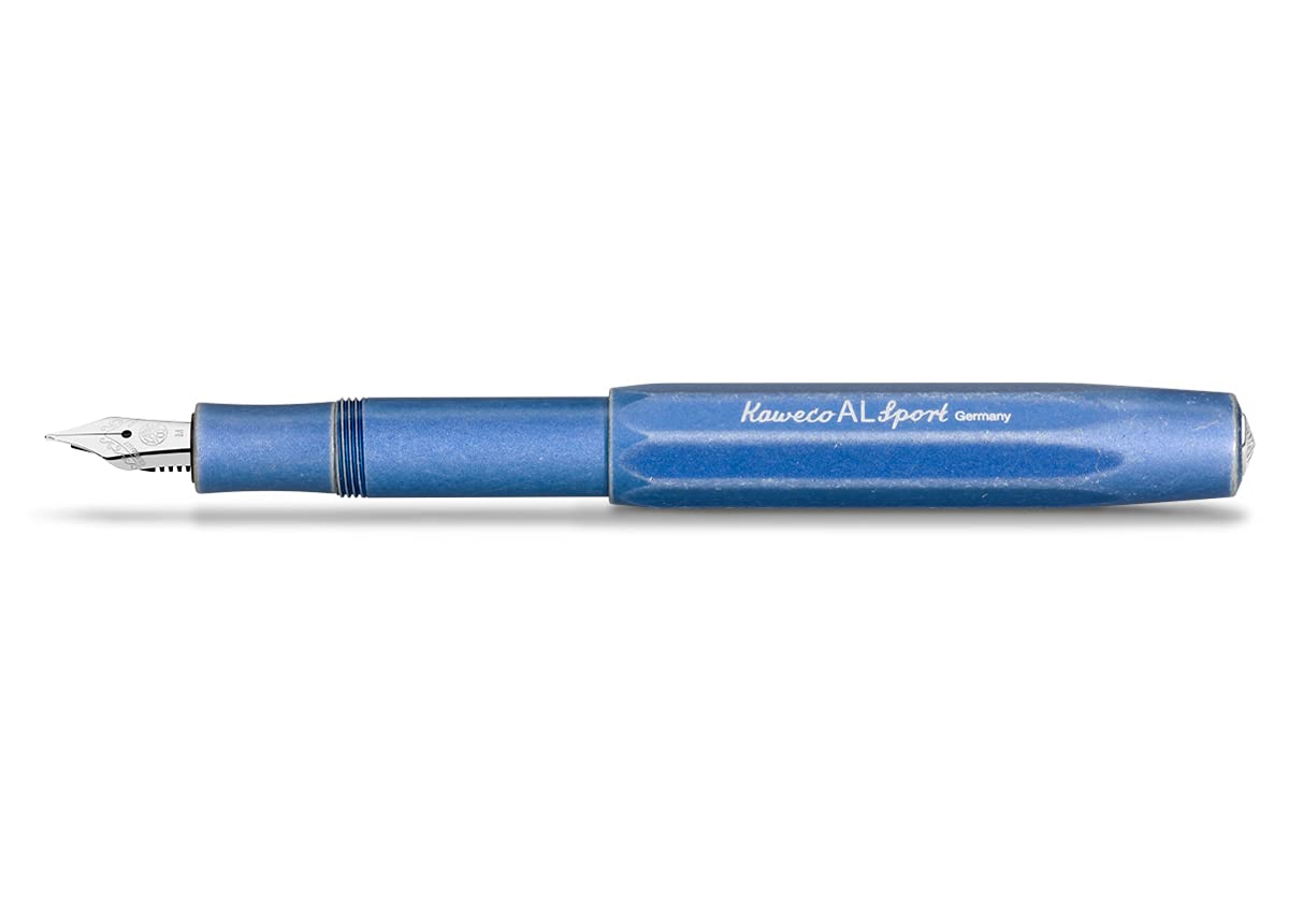 Kaweco AL SPORT Fountain Pen Stonewashed Blue I Premium Fountain Pen for Ink Cartridges 13 cm I Nib: BB (Extra Broad)