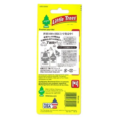 LITTLE TREES HANGING CAR AND HOME AIR FRESHENER, BLACK ICE (PACK OF 3)