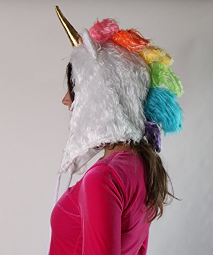 Plush White Soft Fuzzy Unicorn Adult Hat