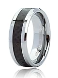 Just Lsy 8mm Tungsten Carbide Rings for Men & Woman Black Carbon Fiber Inlay Wedding Band Comfort Fit